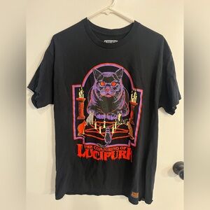 Men’s size large Steven Rhodes The Conjuring Of Lucipurr cat short sleeve shirt